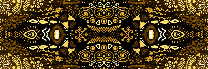 Dot African Pattern. Gold Ethnic Oriental.