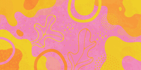 Cute doodle pattern background with abstract shapes and dots. Modern vector pattern for Banner, Flyer, Cover...