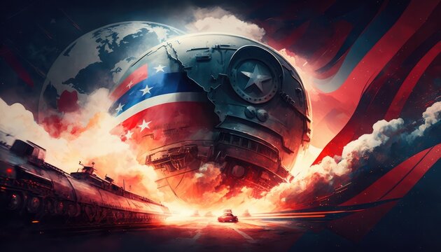 Vintage Cold War Era Illustration - Ideal for Political and Military themed Projects. Generative ai illustration