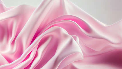 Obraz premium Soft Pink Folded Satin Fabric Background. Realistic.