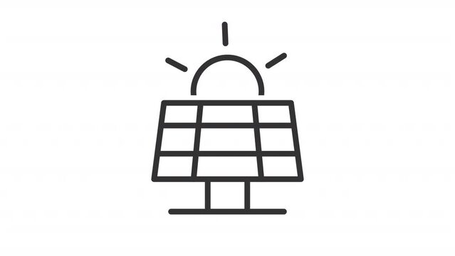 Animated solar panel linear icon. Alternative source of electricity. Appliance for home. Seamless loop HD video with alpha channel on transparent background. Outline motion graphic animation