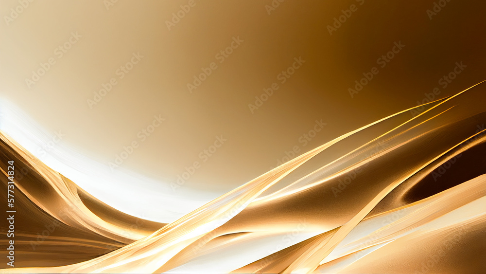 Poster glowing abstract golden smooth wave motion background. 3d rendering.