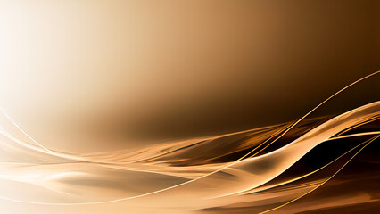 Abstract Shiny Wavy Motion Background In Brown Color.