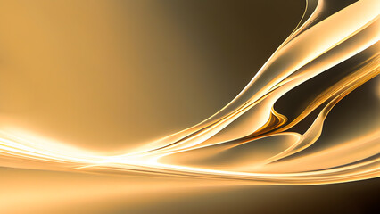 Abstract Golden Fluid Wave Motion Background With Lighting.