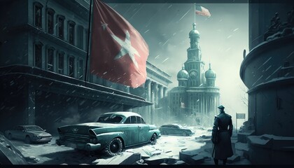 Chilling Cold War Concept Background - Perfect for History-themed Designs. Generative ai illustrattion. 