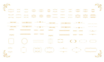 Collection of Beautiful Golden Ornament Frame Elements.