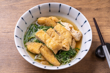 水菜と油揚げの煮びたし