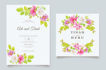 wedding card with watercolor floral ornament 