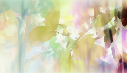 Dreamlike depiction of flora with an interplay of light and soft, glowing hues.