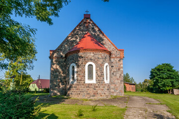 Fototapeta na wymiar Church of Our Lady Queen of the Holy Rosary in Piaseczno, West Pomeranian Voivodeship, Poland