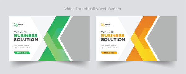 Corporate business Youtube video thumbnail and web banner template, Video thumbnail design template.