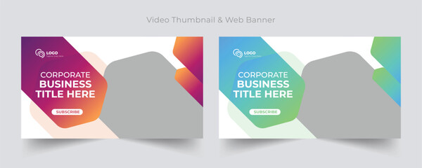 Creative Abstract Business YouTube video thumbnail and social media web banner template