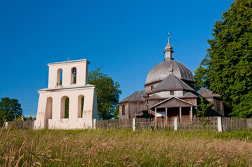 Fototapeta na wymiar Greek Catholic Orthodox Church of the Nativity of the Holy Mother of God. Kowalówka, Subcarpathian Voivodeship, Poland.