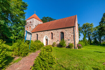 Fototapeta na wymiar Church of St. Krzysztof in Steklno, West Pomeranian Voivodeship, Poland