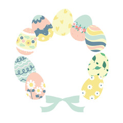 イースターエッグなリースのイラスト素材 ベクター 文字なし