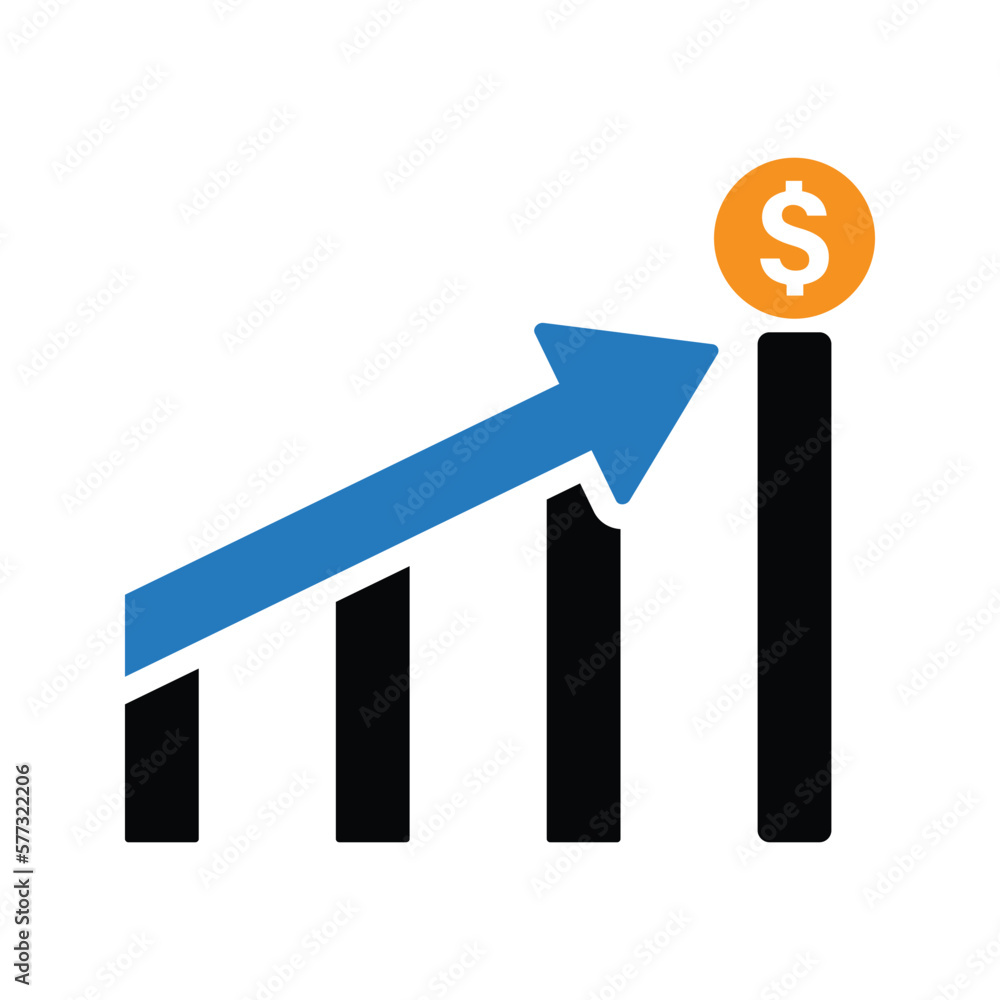 Sticker business growth graph icon