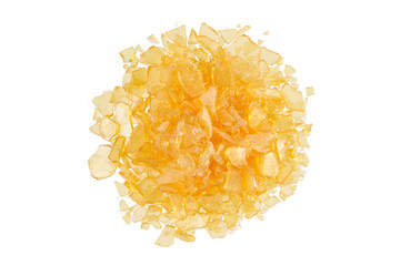 Overhead view of pine resin (Pinus sylvestris), also called colophony (Colophonium) or rosin, a...