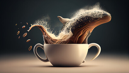 Coffee splashing out of a cup.