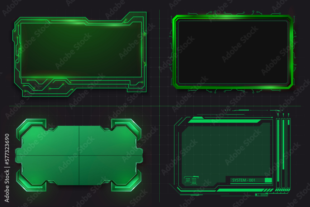 Poster set of modern frames, callouts for user menu interface elements in futuristic style. game futuristic