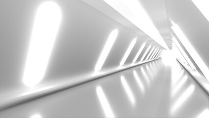 明るい光に照らされた通路の3Dイラストレーション