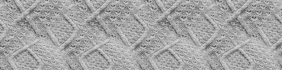 Knit Fabric Rib. White Seamless Wool Texture.