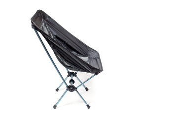 Folding quick-assembled lightweight travel chair on a white background.