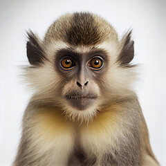 Obraz premium Adult Wolf Mona portrait isolated on a white background. Generative AI. 