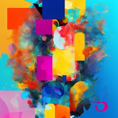 abstract painting, digital collage, mixed media, colorful background - generative ai