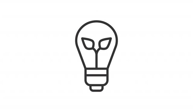Animated lightbulb linear icon. Energy-efficient electric bulb. Power conservation. Seamless loop HD video with alpha channel on transparent background. Outline motion graphic animation