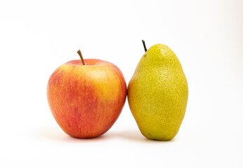 Apple and pear isolated on white background.