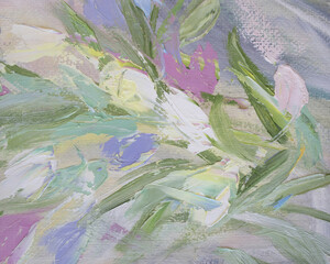 Palette knife strokes painting structure. Springtime gentle texture background.