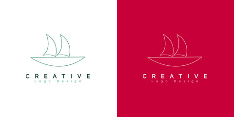 Obraz premium Creative Sailboat Logo Design. Isolated Shape on Double Background. Can Be Used For Business,Logo And Brand.Flat Vector Logo