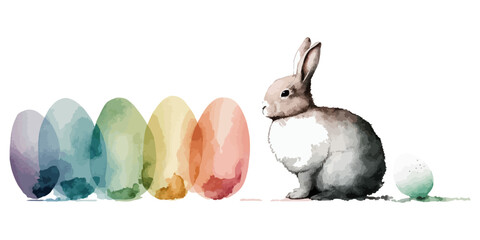 easter bunny with easter eggs © Kittirath