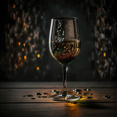 Glass with Champagne. Illustration Generative AI