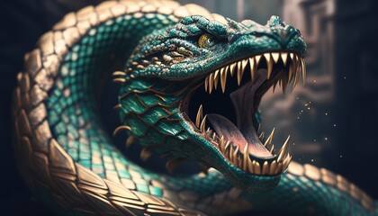 serpent beast monster digital art illustration