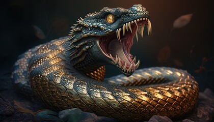 Obraz premium serpent beast monster digital art illustration