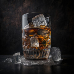 Glass of whiskey. Illustration AI Generative