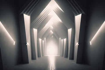 Fototapeta premium abstract tunnel corridor with rays of light as a futuristic and technological concept. Created with Generative AI Technology