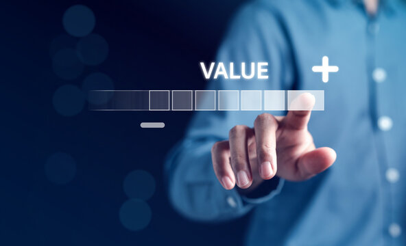 Businessman with value virtual download progress and profit to benefit growth and development in business