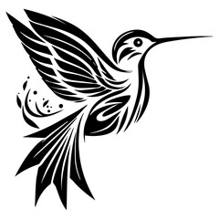 Illustration vector graphic of hummingbird icon. Tribal hummingbird image. Black and white color. Simple flat image