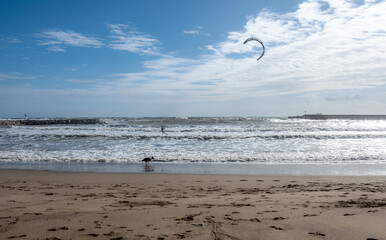 kite surfing on the beach