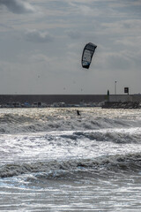 kite surfing on the beach