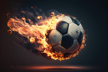 Naklejka premium Soccer Ball on Fire. Illustration AI Generative