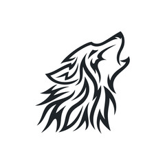 sketch of a tribal wolf tattoo. vector drawing wolf head made with patterns. wolf logo © pervector