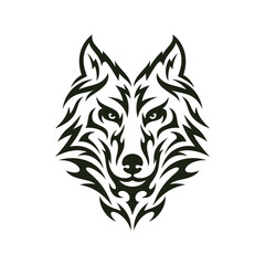 Tribal Wolf Head Logo. Tattoo Design. Animal Stencil Vector Illustration