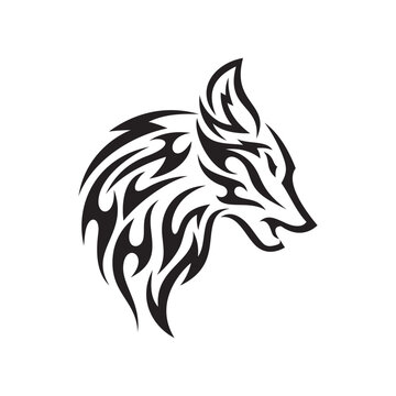 sketch of a tribal wolf tattoo. vector drawing wolf head made with patterns. wolf logo