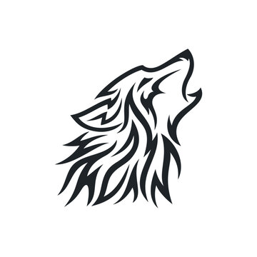 sketch of a tribal wolf tattoo. vector drawing wolf head made with patterns. wolf logo