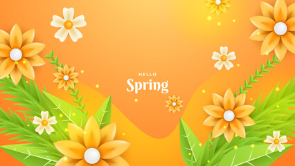 Yellow gradient spring landscape background vector