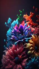 Plakat Beautiful colourful floral background texture , made with generative ai