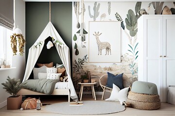 Create a neutral inspired decor in a child's room 